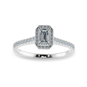 0.70cts Emerald Cut Solitaire Halo Diamond Shank Platinum Ring JL PT 1197-B   Jewelove.US