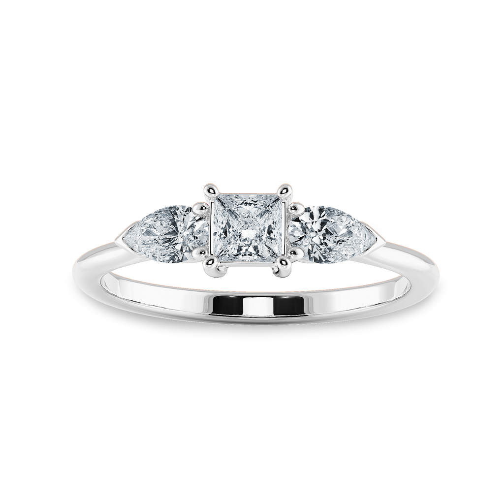 0.30cts Princess Cut Solitaire with Pear Cut Diamond Accents Shank Platinum Ring JL PT 2021   Jewelove.US