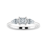 Load image into Gallery viewer, 0.30cts Princess Cut Solitaire with Pear Cut Diamond Accents Shank Platinum Ring JL PT 2021   Jewelove.US
