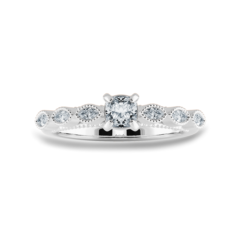 0.70cts. Cushion Cut Solitaire with Marquise Cut Diamond Accents Platinum Ring JL PT 2013-B   Jewelove.US