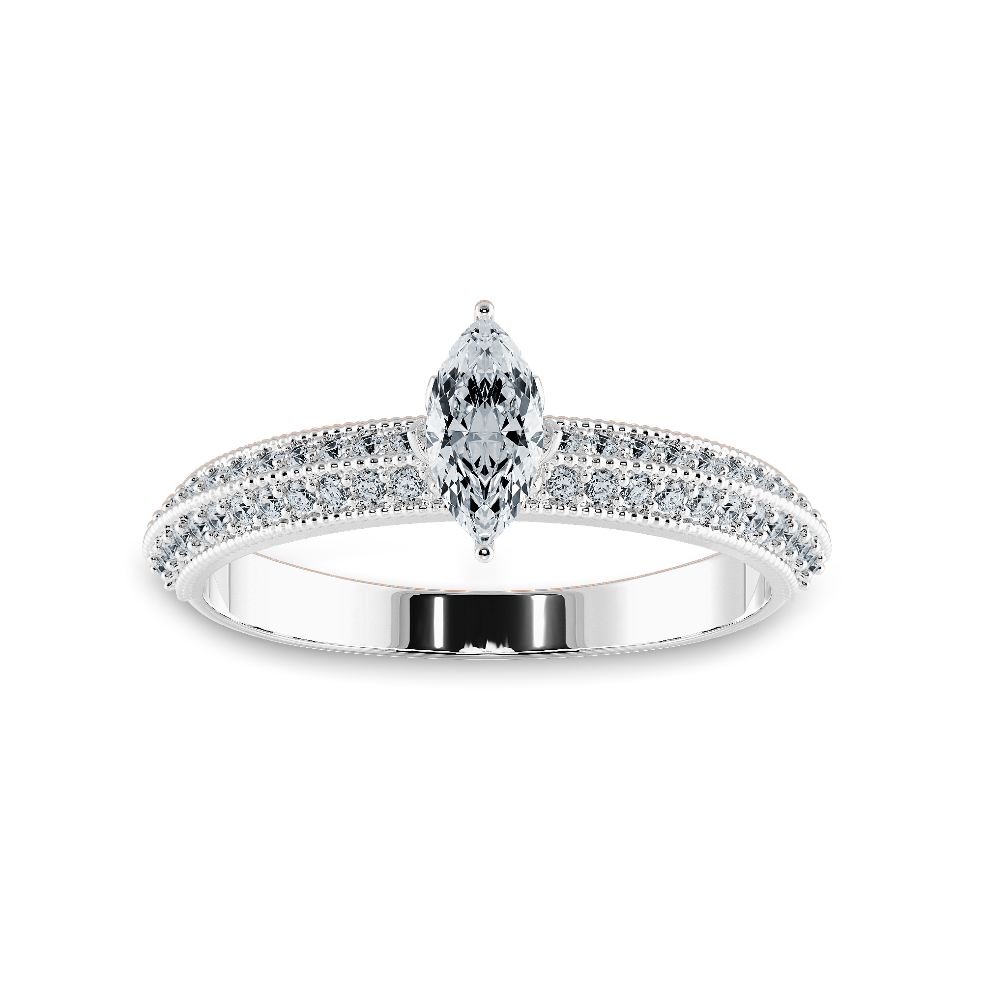 0.30cts Marquise Cut Solitaire Diamond Split Shank Platinum Ring JL PT 1192   Jewelove.US