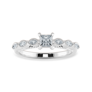 0.20cts Princess Cut Solitaire with Marquise Diamond Accents Platinum Ring JL PT 2012-C   Jewelove.US