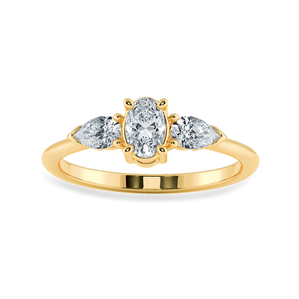 0.50cts. Oval Cut Solitaire with Pear Cut Diamond Accents 18K Yellow Gold Ring JL AU 1206Y-A   Jewelove.US