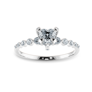 0.30cts Heart Cut Solitaire Halo Diamond Accents Platinum Ring JL PT 2007   Jewelove.US