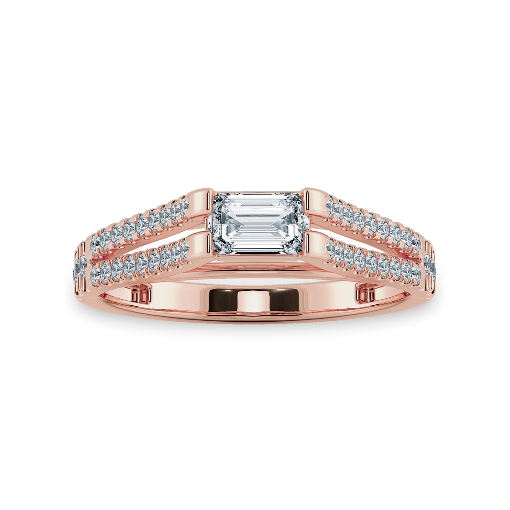 0.50cts. Emerald Cut Solitaire Diamond Split Shank 18K Rose Gold Solitaire Ring JL AU 1180R-A   Jewelove.US