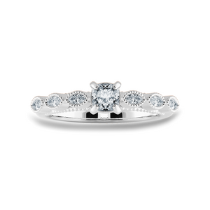 0.30cts. Cushion Cut Solitaire with Marquise Cut Diamond Accents Platinum Ring JL PT 2013   Jewelove.US