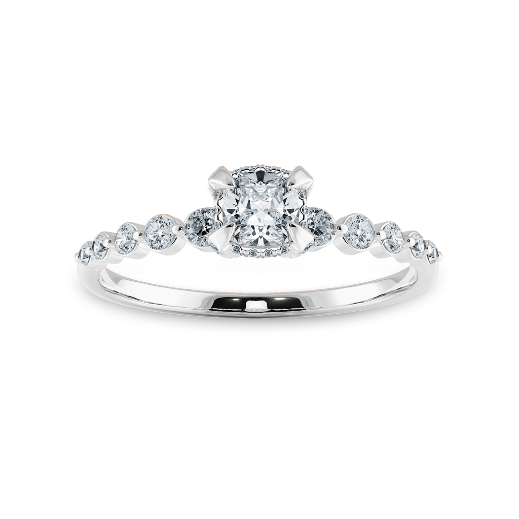 0.50cts. Cushion Cut Solitaire Halo Diamond Accents Platinum Engagement Ring JL PT 2005-A   Jewelove.US