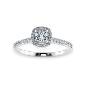 0.50cts. Cushion Cut Solitaire Diamond Halo Shank Platinum Engagement Ring JL PT 1195   Jewelove.US