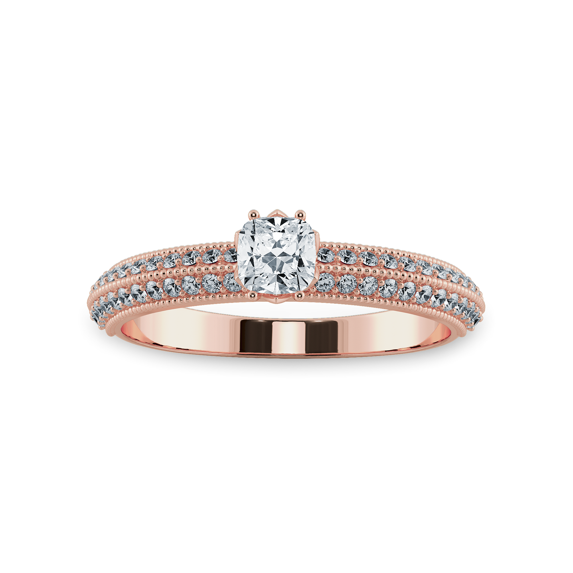 0.50cts. Cushion Cut Solitaire Diamond Split Shank 18K Rose Gold Ring JL AU 1187R-A   Jewelove.US