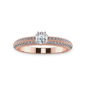 0.50cts. Cushion Cut Solitaire Diamond Split Shank 18K Rose Gold Ring JL AU 1187R-A   Jewelove.US