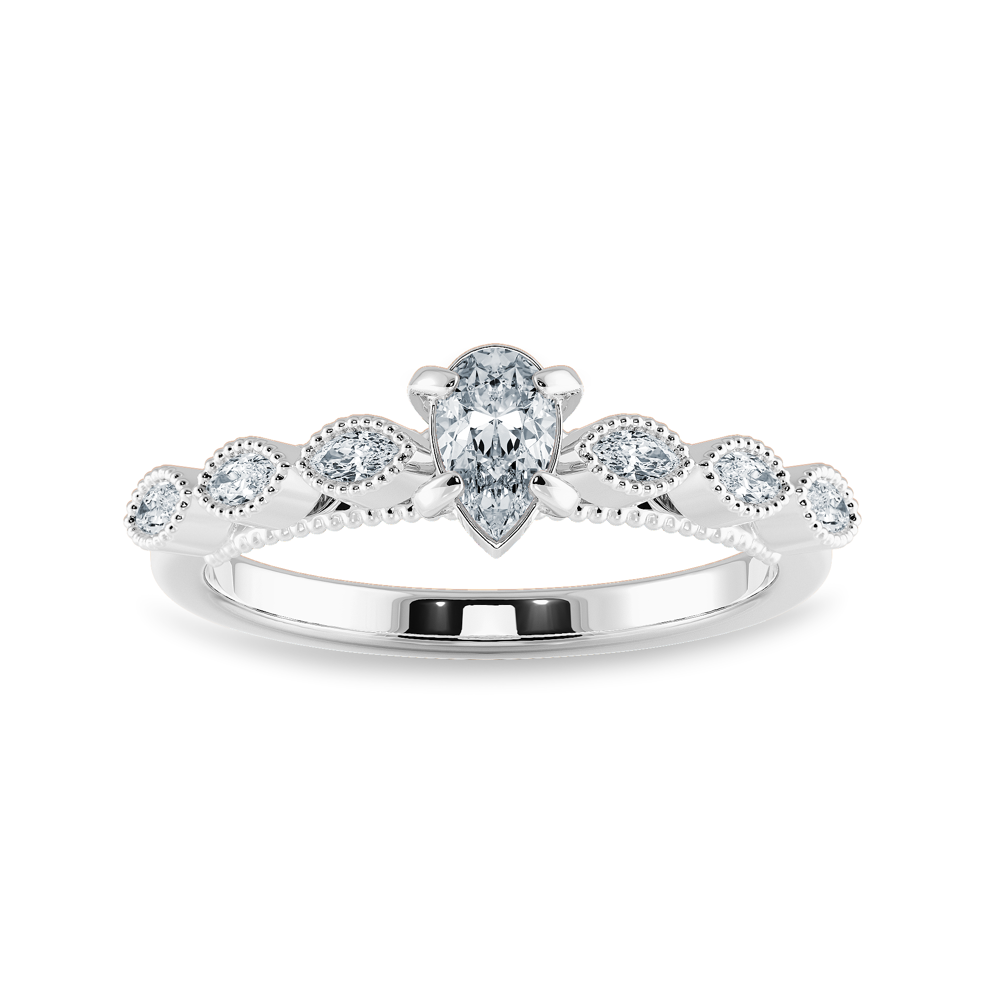 0.30cts Pear Cut Solitaire with Marquise Cut Diamond Accents Platinum Ring JL PT 2018   Jewelove.US