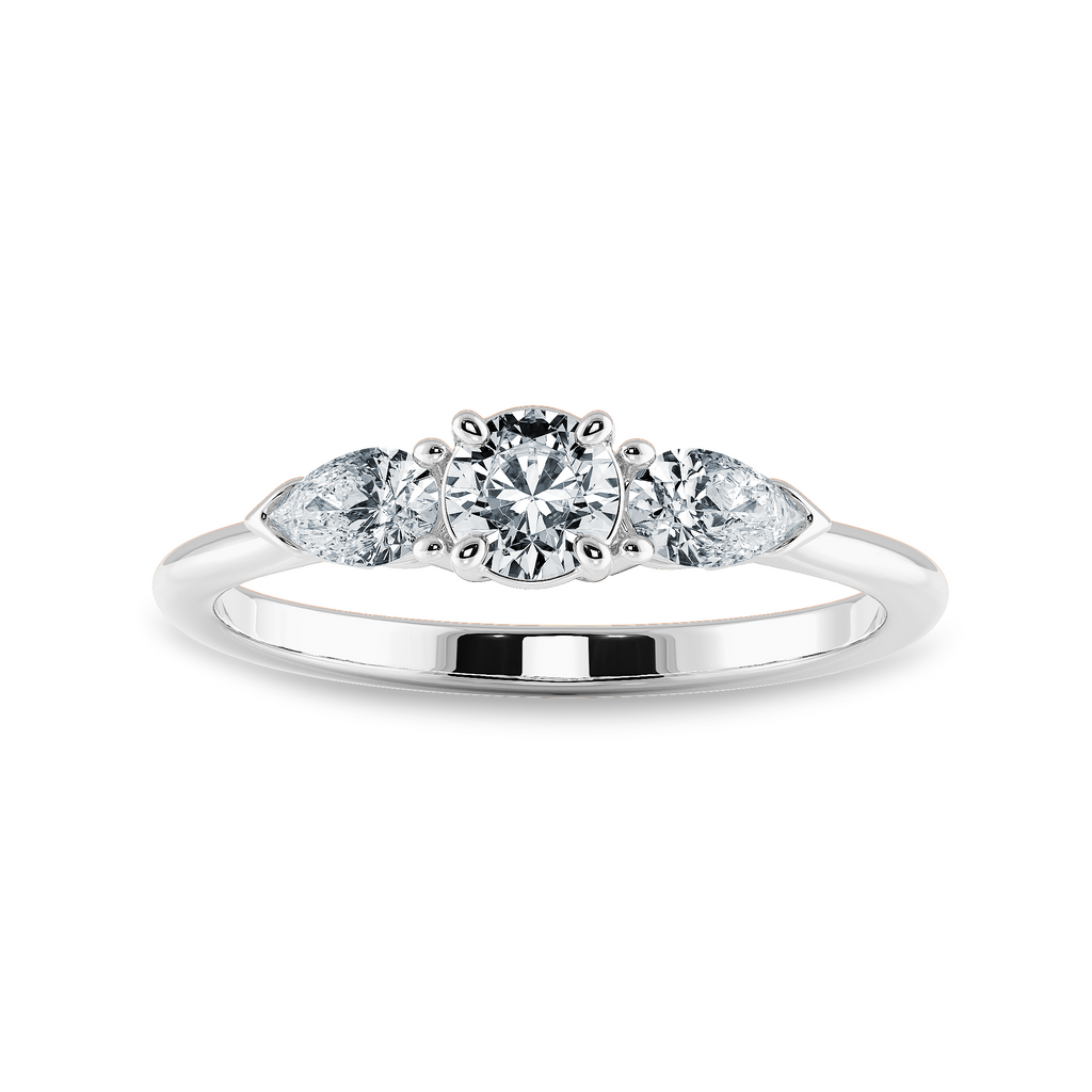 0.20cts Solitaire with Pear Cut Diamond Accents Platinum Ring JL PT 2020-C   Jewelove.US