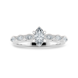 0.50cts Marquise Cut Solitaire Diamond Accents Platinum Ring JL PT 2019-A   Jewelove.US