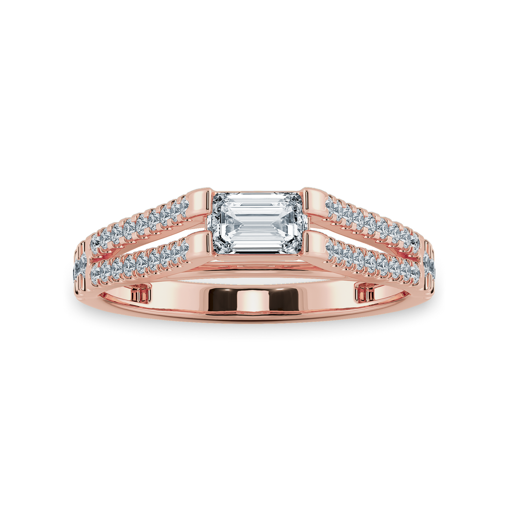 0.30cts. Emerald Cut Solitaire Diamond Split Shank 18K Rose Gold Ring JL AU 1180R   Jewelove.US