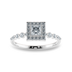 Load image into Gallery viewer, 0.50cts Princess Cut Solitaire Halo Diamond Accents Platinum Ring JL PT 2003-A   Jewelove.US
