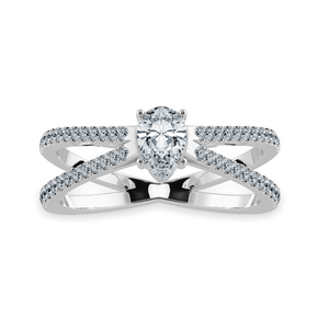 30-Pointer Pear Cut Solitaire Diamond Split Shank Platinum Ring JL PT 1175   Jewelove.US