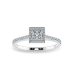 Load image into Gallery viewer, 20 Pointer Princess Cut Diamond Square Halo Shank Platinum Ring JL PT 1194-C   Jewelove.US

