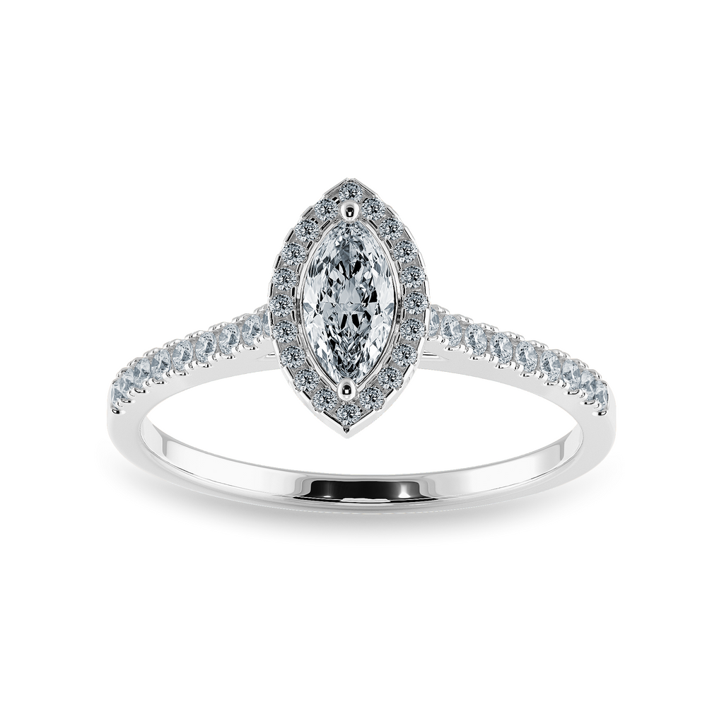 050cts Marquise Cut Solitaire Halo Diamond Shank Platinum Ring JL PT 1201-A   Jewelove.US