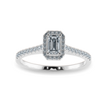 Load image into Gallery viewer, 0.30cts Emerald Cut Solitaire Halo Diamond Shank Platinum Ring JL PT 1197   Jewelove.US
