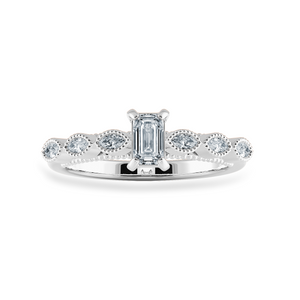 0.70cts Emerald Cut Solitaire Marquise Cut Diamond Accents Platinum Ring JL PT 2015-B   Jewelove.US