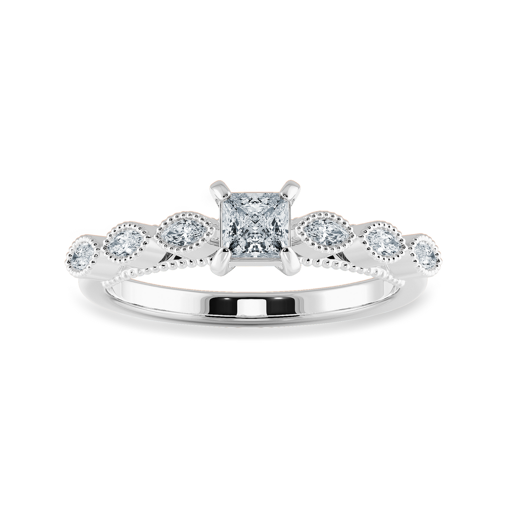 0.30cts Princess Cut Solitaire with Marquise Diamond Accents Platinum Ring JL PT 2012   Jewelove.US