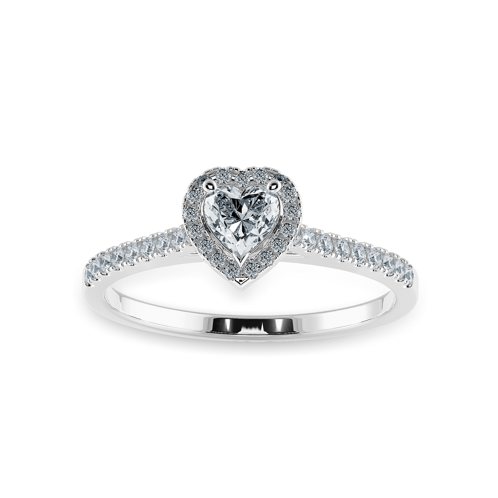0.30cts Heart Cut Solitaire Halo Diamond Shank Platinum Ring JL PT 1198   Jewelove.US