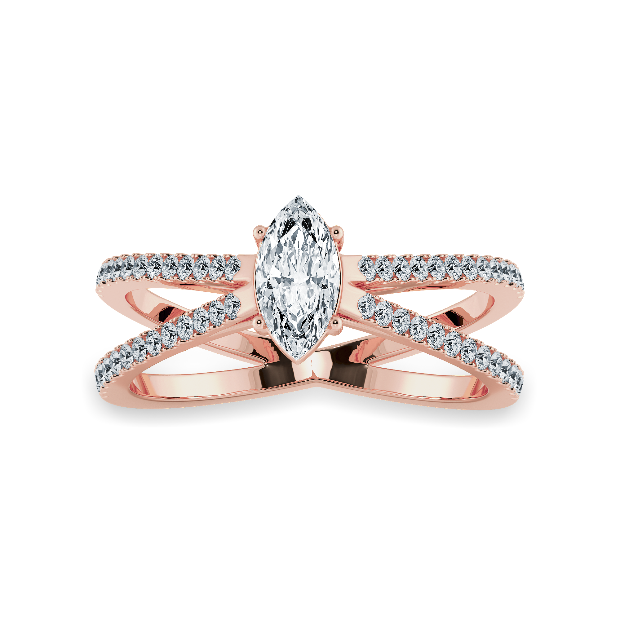 0.70cts. Marquise Cut Solitaire Diamond Split Shank 18K Rose Gold Ring JL AU 1176R-B   Jewelove.US