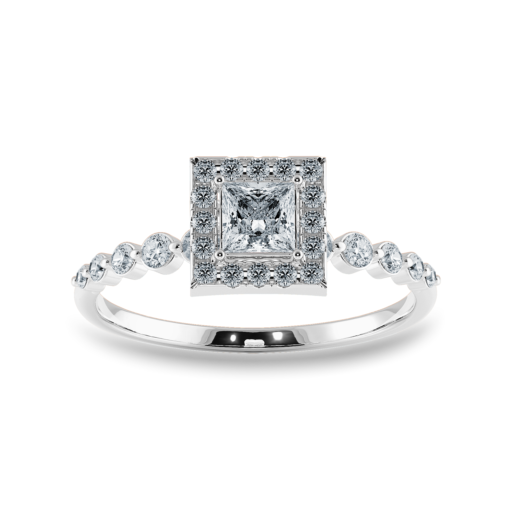 0.70cts Princess Cut Solitaire Halo Diamond Accents Platinum Ring JL PT 2003-B   Jewelove.US