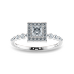 Load image into Gallery viewer, 0.70cts Princess Cut Solitaire Halo Diamond Accents Platinum Ring JL PT 2003-B   Jewelove.US
