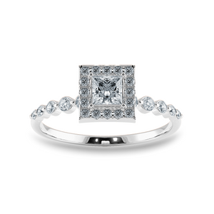 0.70cts Princess Cut Solitaire Halo Diamond Accents Platinum Ring JL PT 2003-B   Jewelove.US