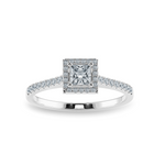 Load image into Gallery viewer, 0.50cts Princess Cut Solitaire Diamond Square Halo Shank Platinum Ring JL PT 1194-A   Jewelove.US
