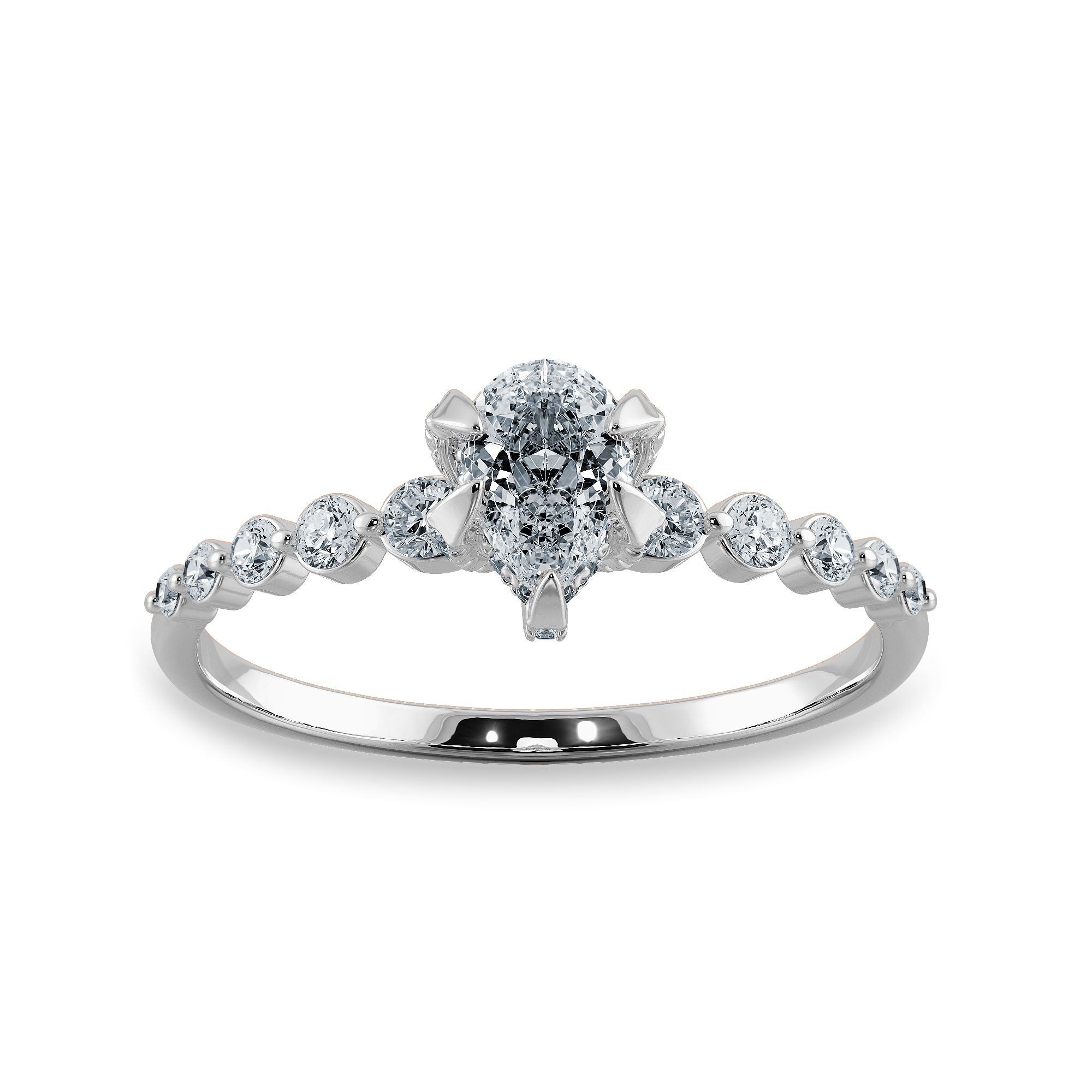 0.70cts Pear Cut Solitaire Halo Diamond Accents Platinum Ring JL PT 2009-B   Jewelove.US