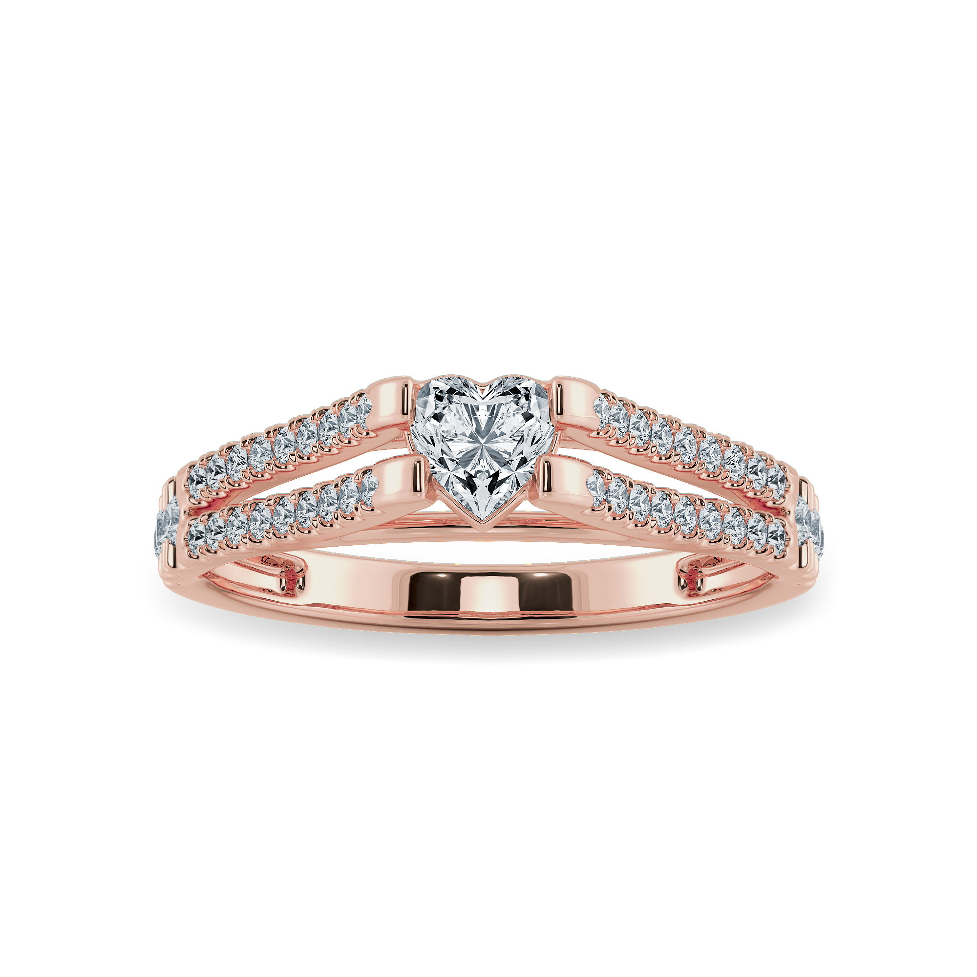 0.50cts. Heart Cut Solitaire Diamond Split Shank 18K Rose Gold Ring JL AU 1181R-A   Jewelove.US