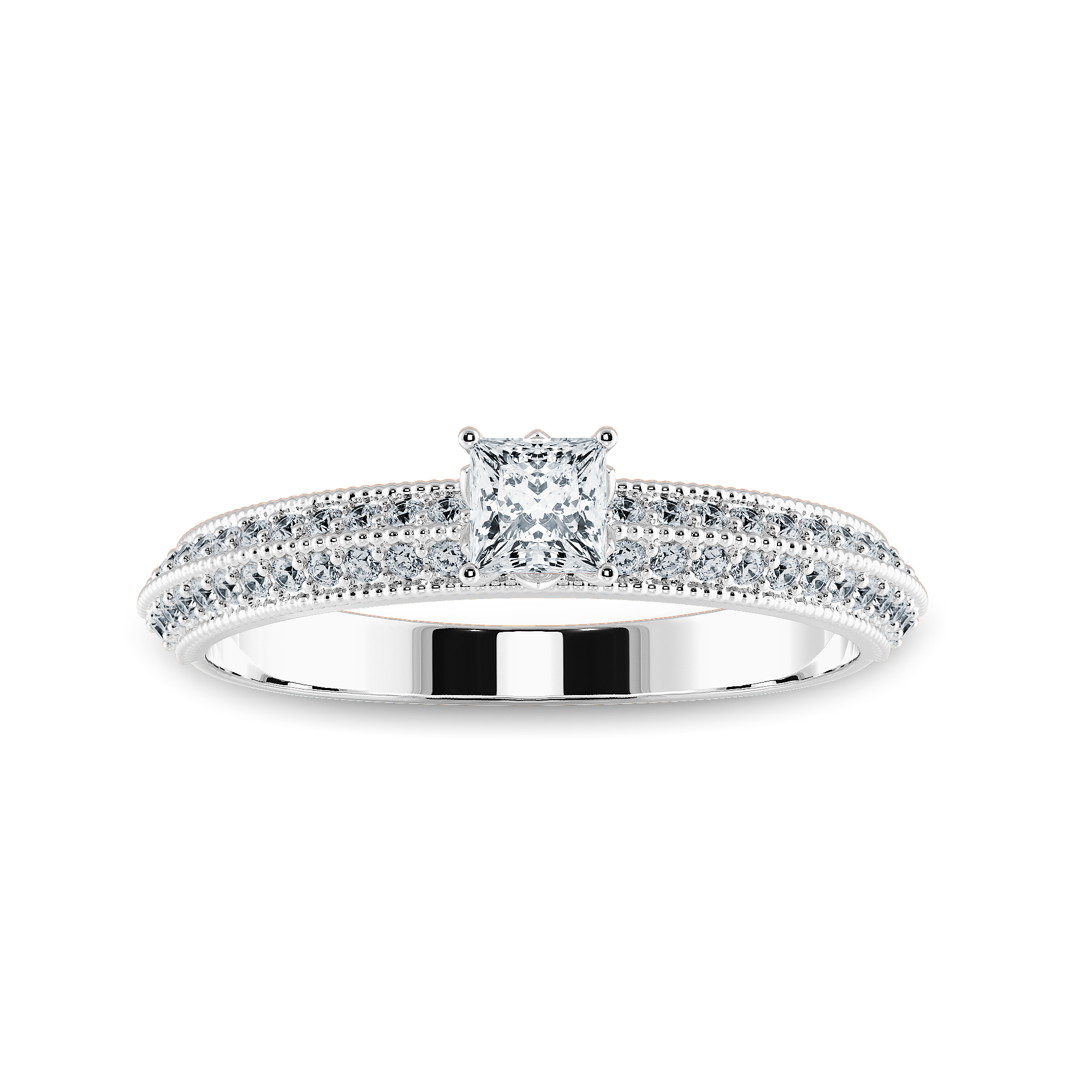 0.70cts Princess Cut Solitaire Diamond Split Shank Platinum Ring JL PT 1186-B   Jewelove.US