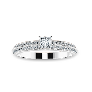 0.70cts Princess Cut Solitaire Diamond Split Shank Platinum Ring JL PT 1186-B   Jewelove.US