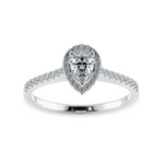 Load image into Gallery viewer, 0.50cts Pear Cut Solitaire Halo Diamond Shank Platinum Ring JL PT 1200-A   Jewelove.US
