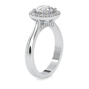 0.70cts. Solitaire Platinum Diamond Halo Engagement Ring JL PT 0101