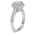 Load image into Gallery viewer, 0.50cts. Cushion Cut Solitaire Platinum Double Halo Split Shank Engagement Ring JL PT 0102
