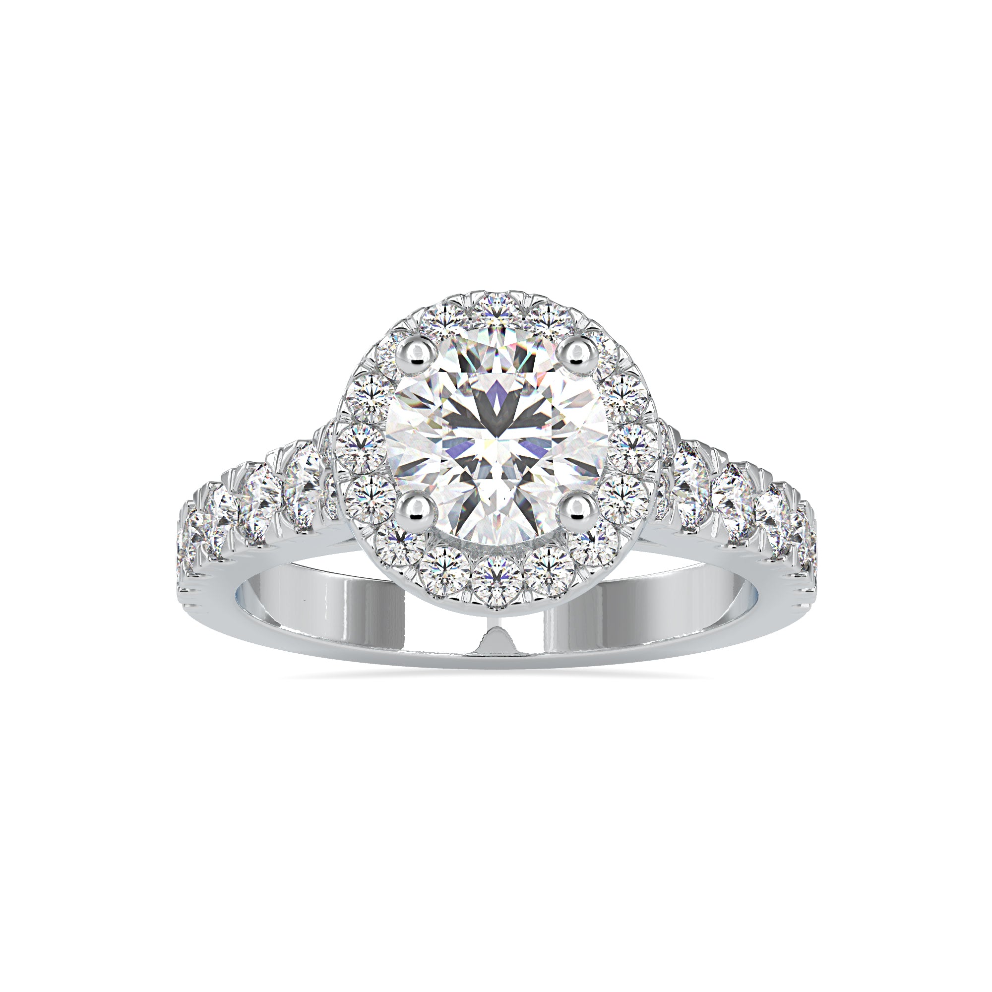 0.50cts Solitaire Halo Diamond Shank Platinum Engagement Ring JL PT 0106