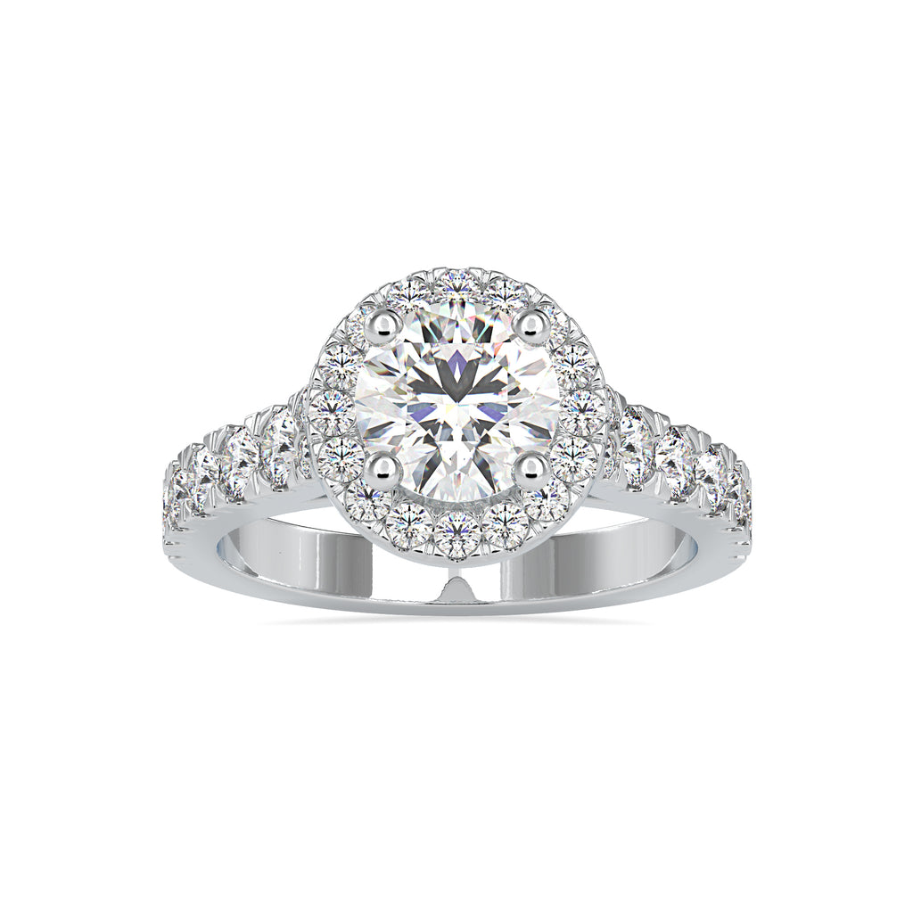 0.50cts Solitaire Halo Diamond Shank Platinum Engagement Ring JL PT 0106   Jewelove.US