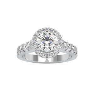 0.50cts Solitaire Halo Diamond Shank Platinum Engagement Ring JL PT 0106   Jewelove.US