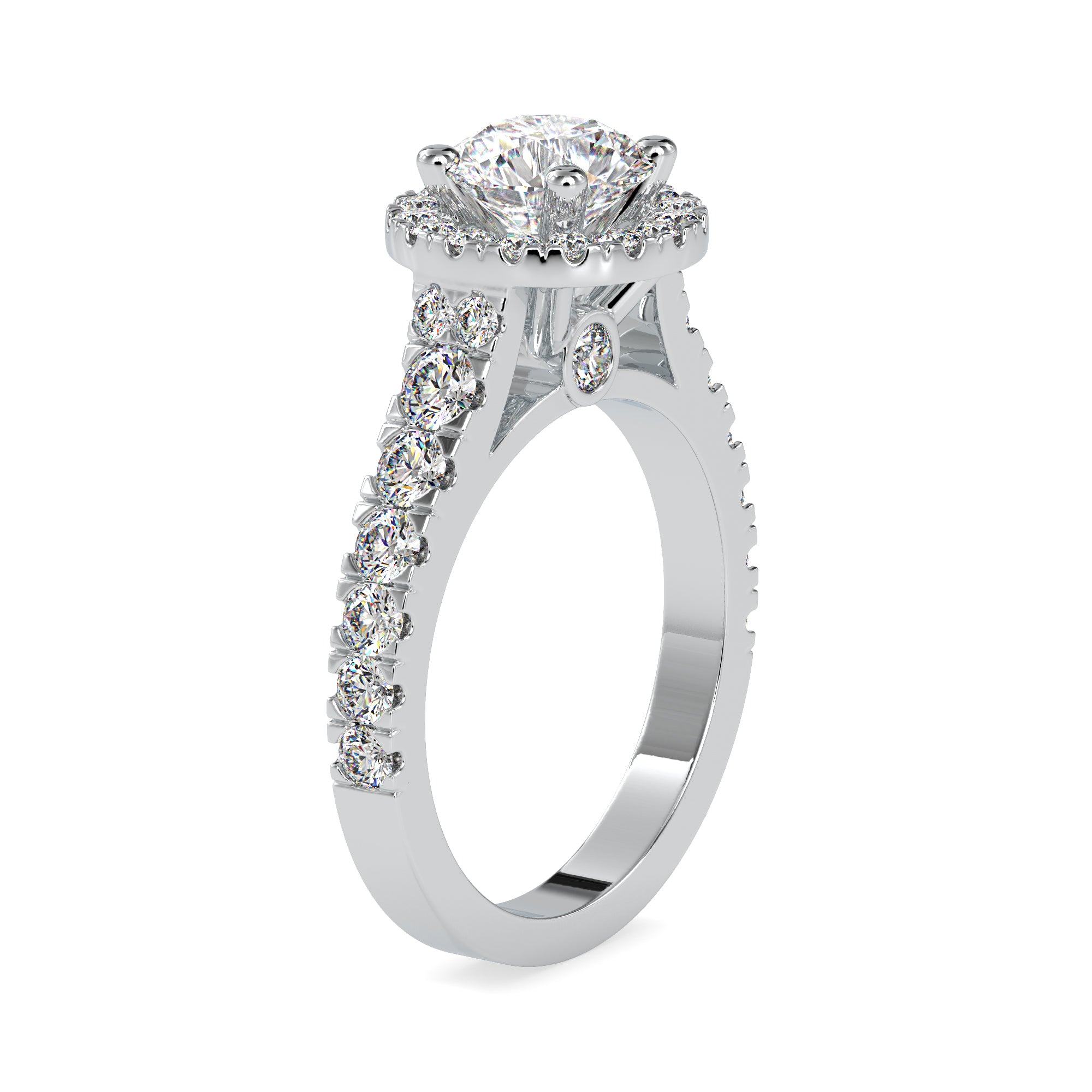 0.50cts Solitaire Halo Diamond Shank Platinum Engagement Ring JL PT 0106