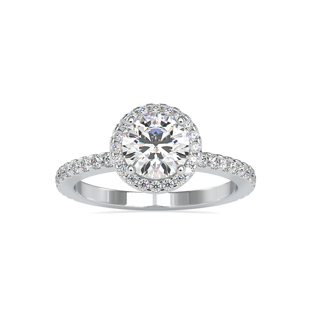 0.30cts. Solitaire Halo Diamond Shank Platinum Engagement Ring JL PT 0108-A   Jewelove.US
