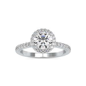0.50cts. Solitaire Halo Diamond Shank Platinum Engagement Ring JL PT 0108