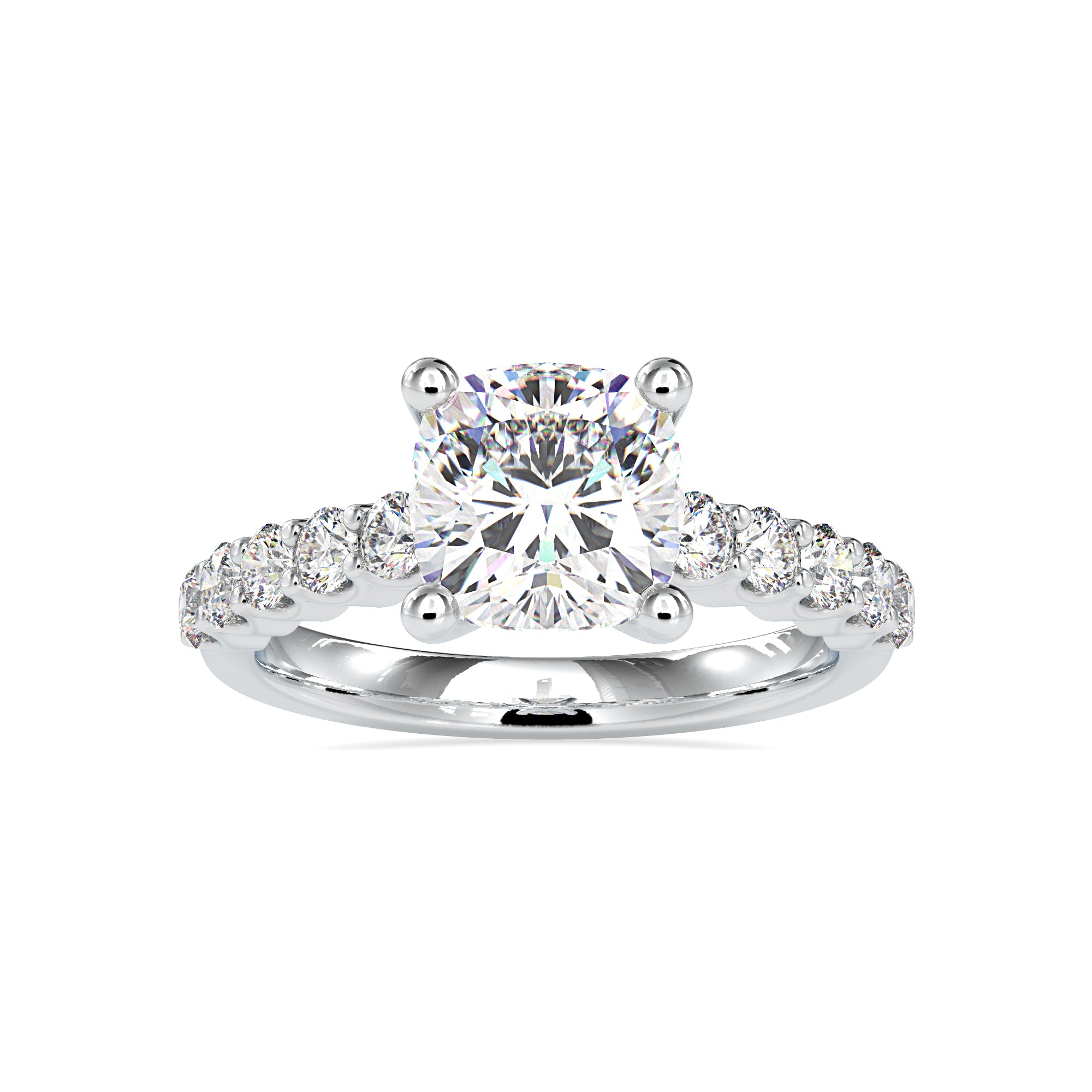 1-Carat Cushion Cut Solitaire Diamond Shank Platinum Ring JL PT 0111-B   Jewelove.US