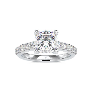 1-Carat Cushion Cut Solitaire Diamond Shank Platinum Ring JL PT 0111-B   Jewelove.US