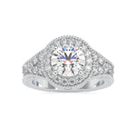 Load image into Gallery viewer, 70-Pointer Solitaire Halo Diamond Accents Platinum Ring JL PT 0113   Jewelove.US
