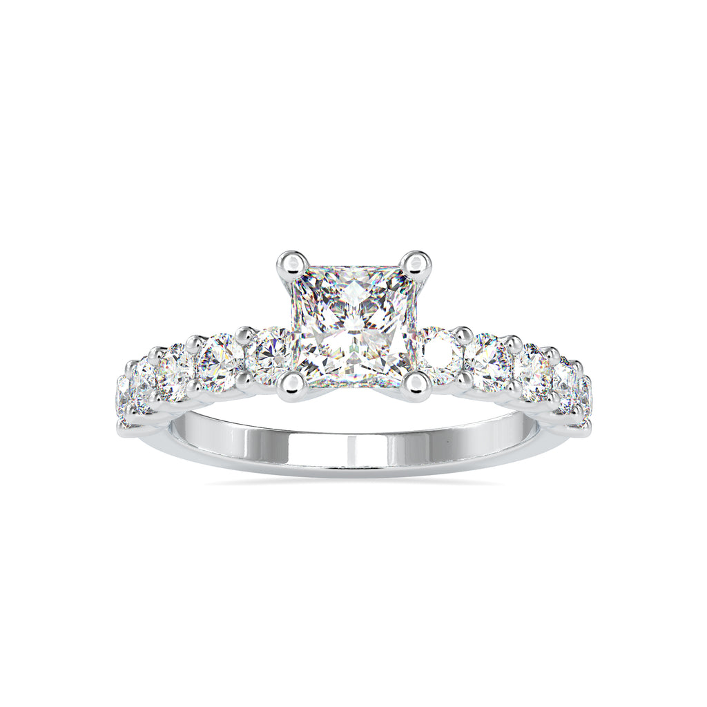 30-Pointer Princess Cut Solitaire Platinum Diamond Shank Ring JL PT 0117   Jewelove.US