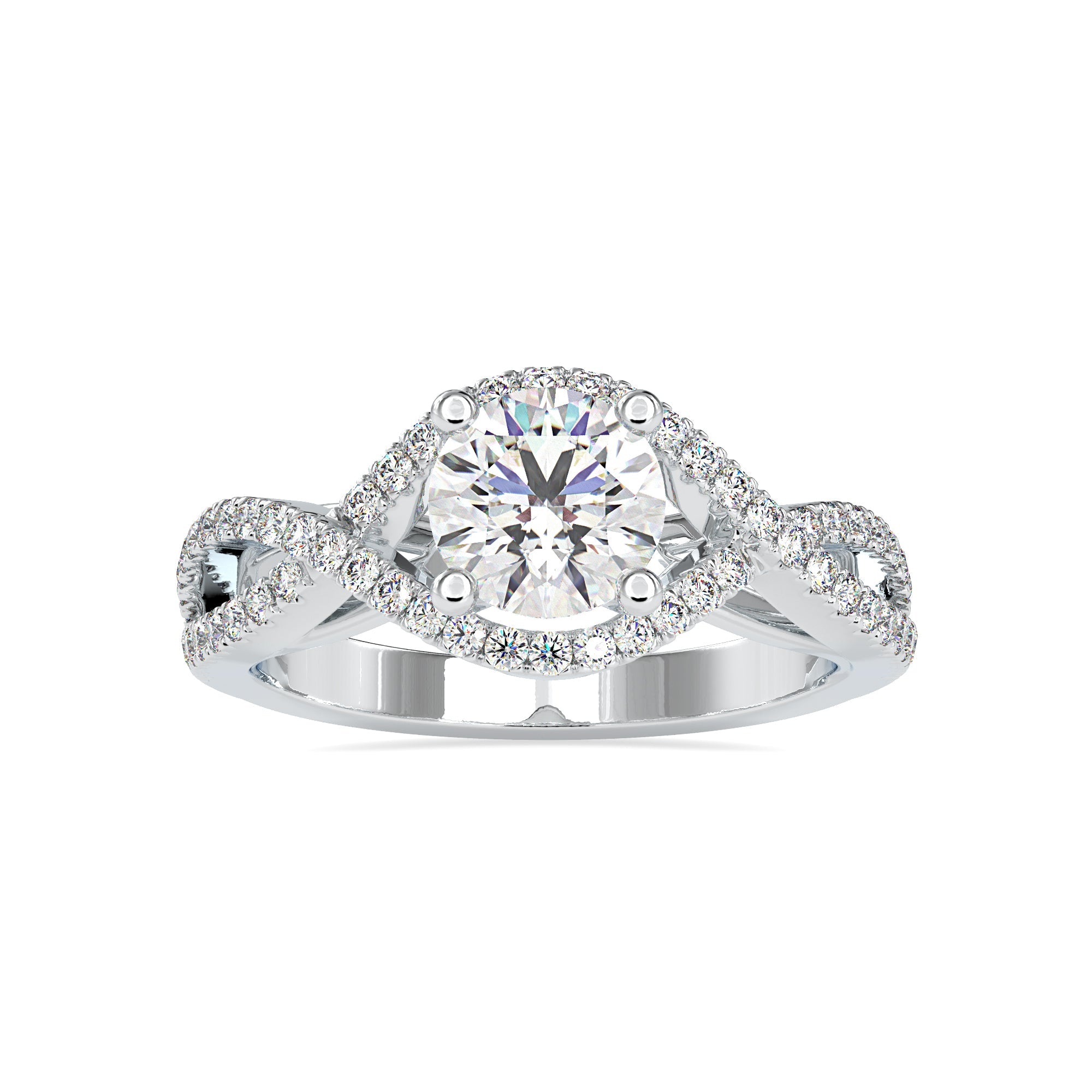 0.50cts. Solitaire Platinum Diamond Halo Twisted Shank Engagement Ring JL PT 0118 - A   Jewelove.US