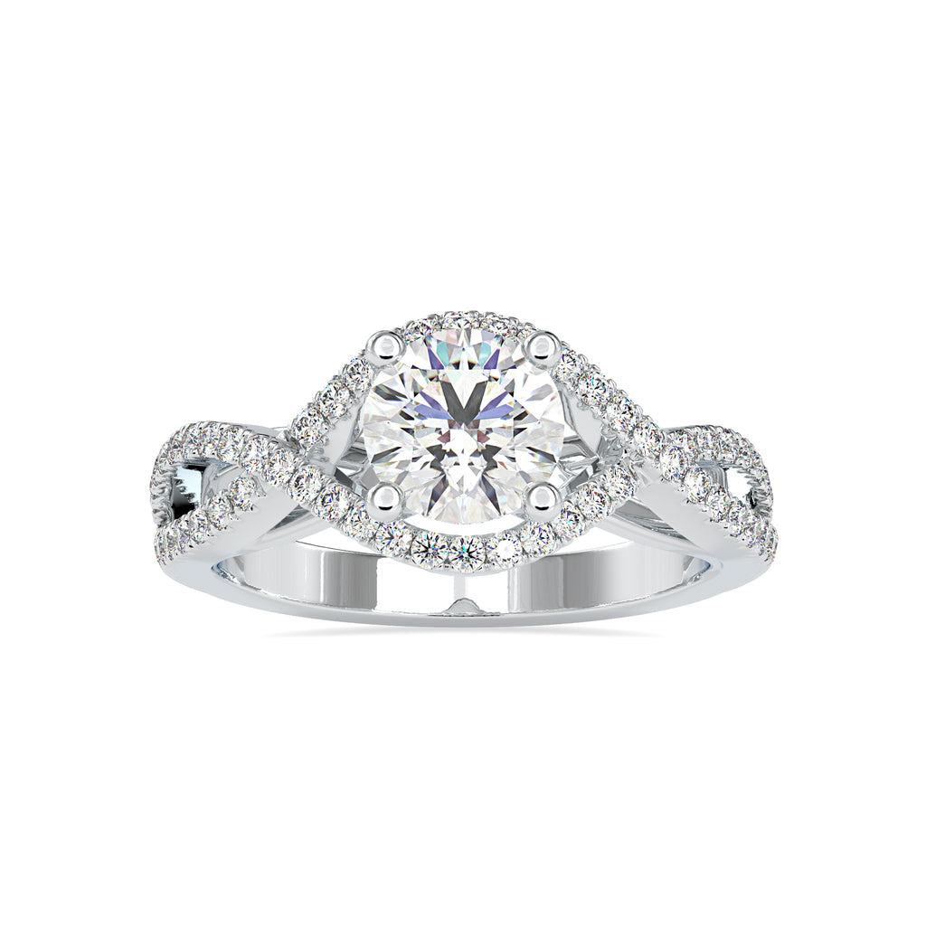 0.70cts. Solitaire Platinum Diamond Halo Twisted Shank Engagement Ring JL PT 0118   Jewelove.US